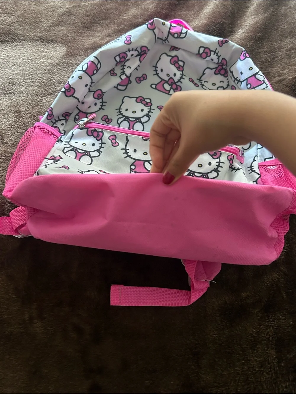 Hello Kitty Pink and White Kids Backpack with Character Print